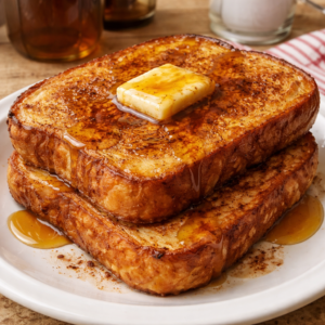 three minute air fryer French toast golden syrup cinnamon breakfast quick easy fluffy bread