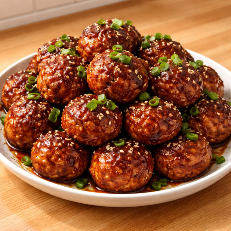 korean bbq meatballs close up serving on white plate with green garnish delicious homemade dinner recipe
