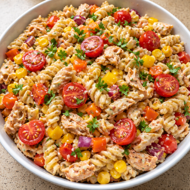 BBQ chicken ranch pasta salad with grilled chicken pasta and fresh vegetables bowl