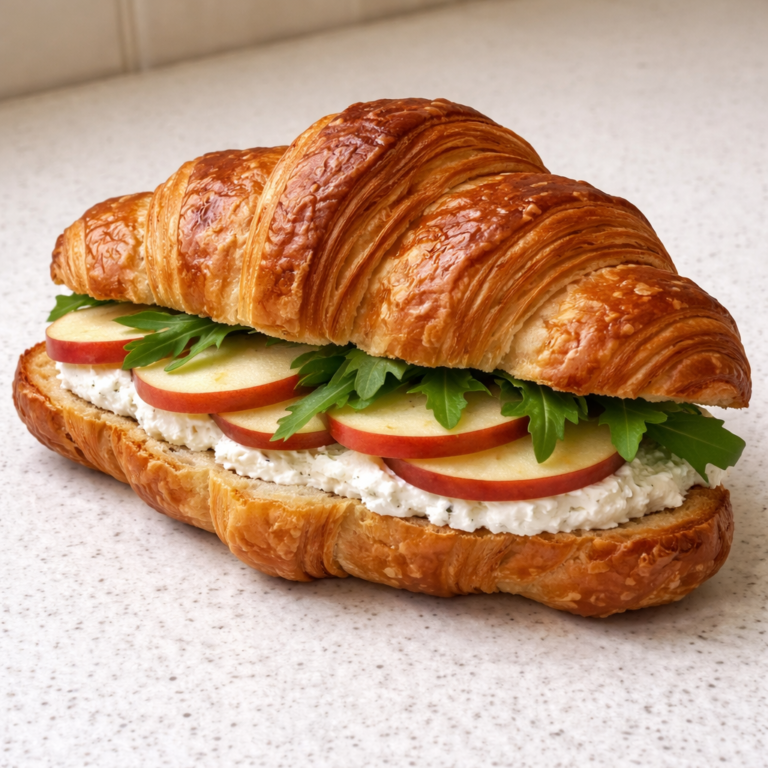 croissant sandwich with goat cheese apple sweet and savory quick indulgent meal